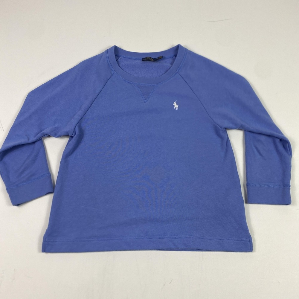 Polo Ralph Lauren Sweatshirt Womens Small Blue Crewneck Raglan Long Sleeve Pony
